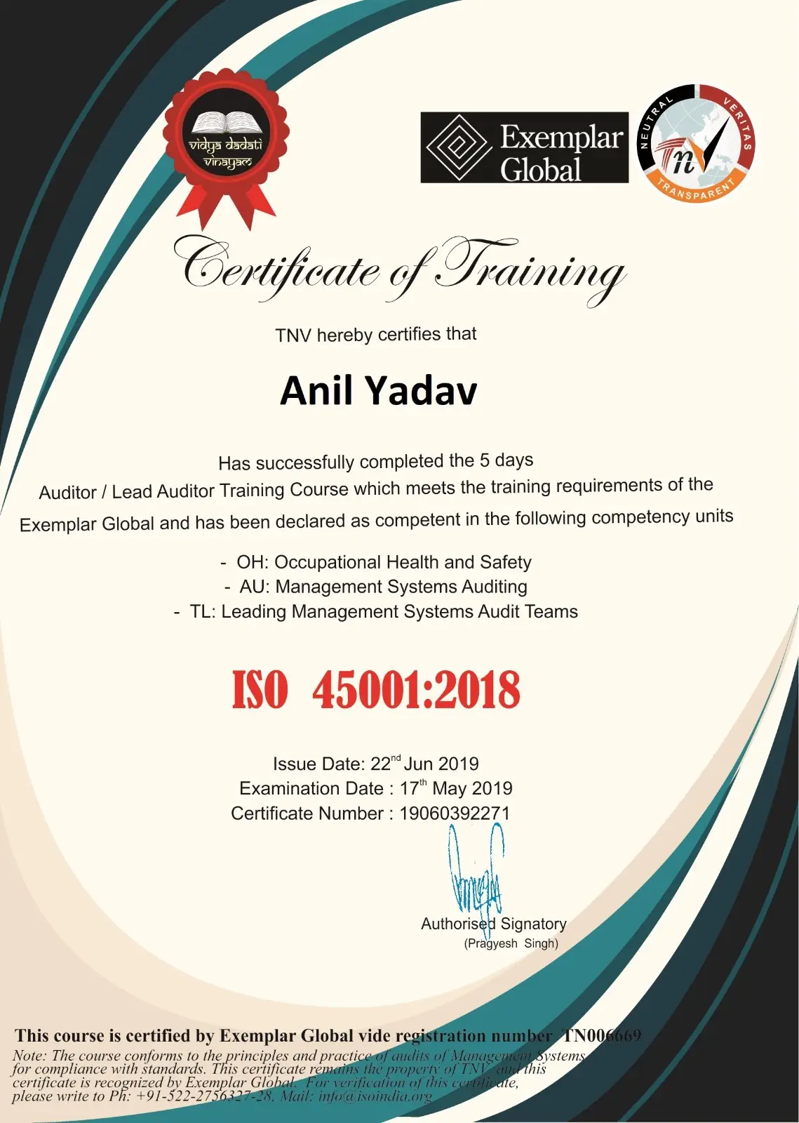 Certificate 45001